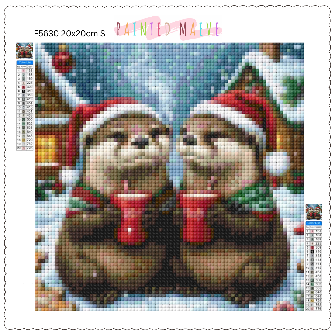 Otters and Cocoa: Diamond Painting Christmas Collection