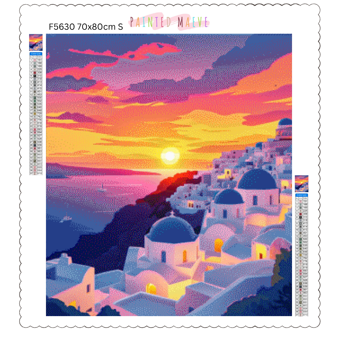 Sunset Over Santorini: Diamond Painting Collection