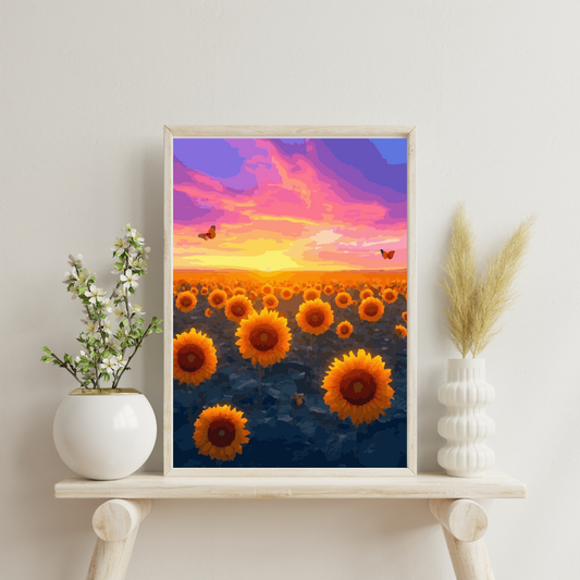 Sunrise Sunflower Meadow: Paint-by-Number Collection (24/36/48 colors | No Frame)