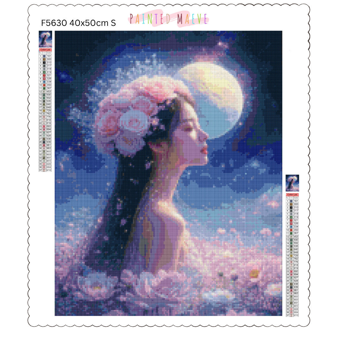 Moonlit Blossom Enchantress: Diamond Painting Collection