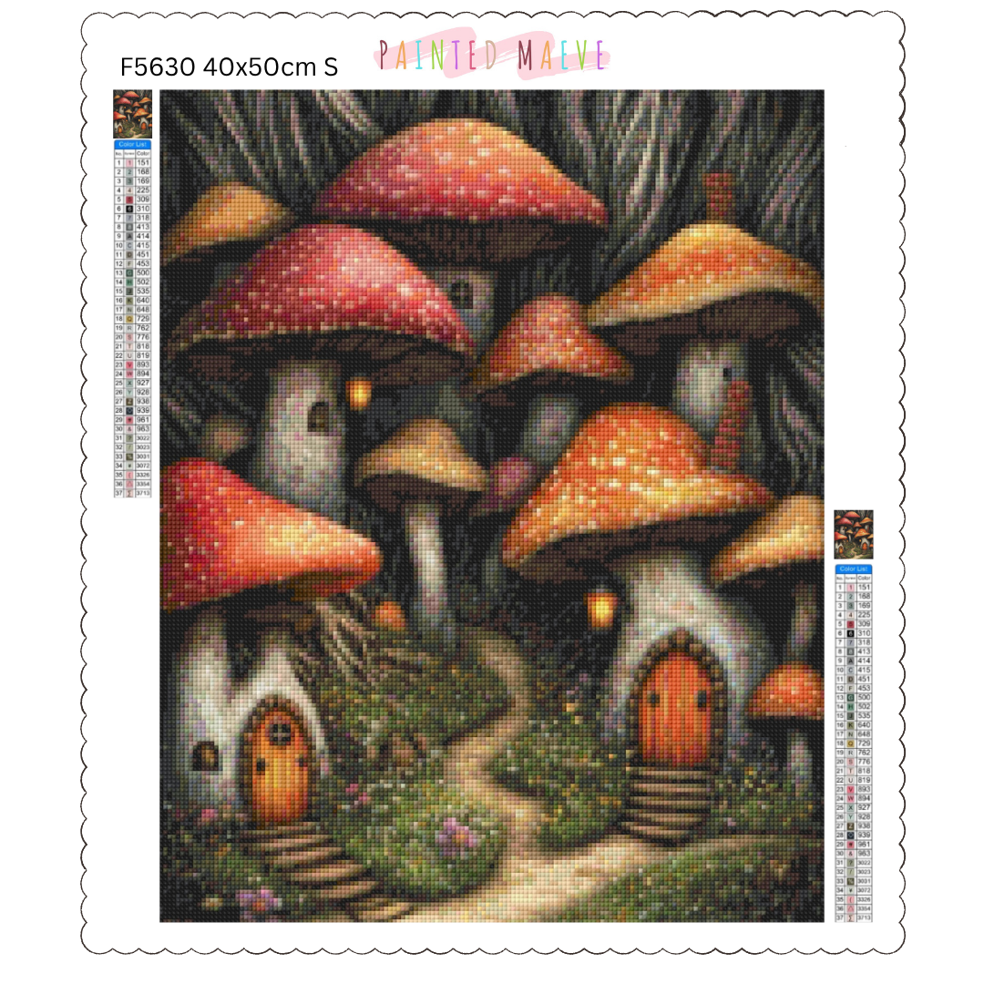 Tiny Mushroom Village: Diamond Painting Collection