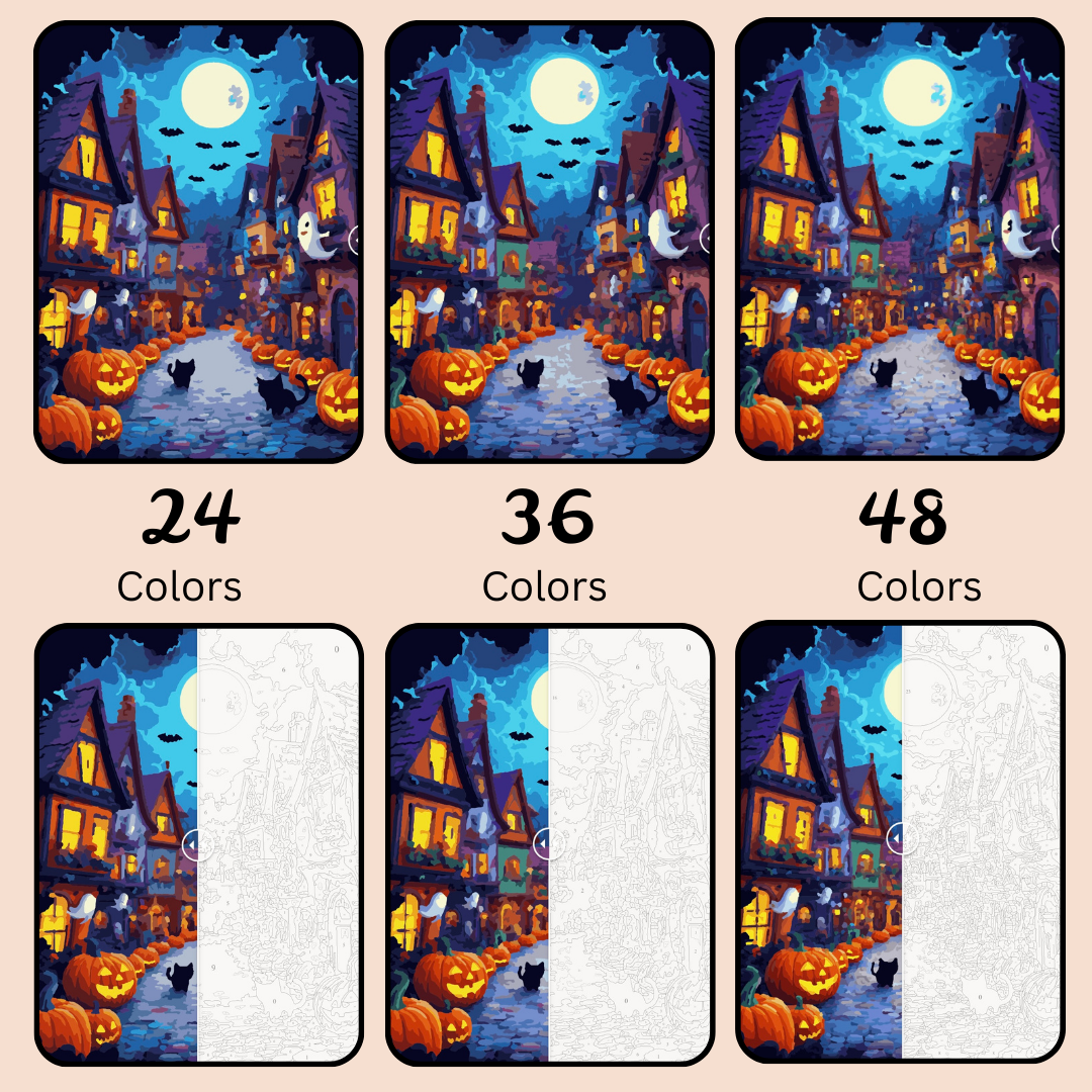 Town of Halloween: Paint-by-Number Halloween Collection (24/36/48 colors | No Frame)