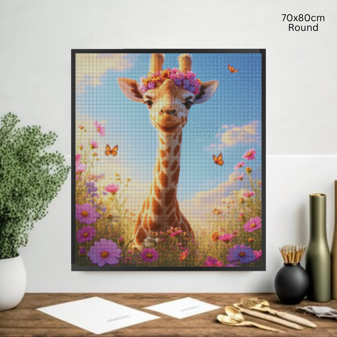 Sunny Giraffe Glow: Diamond Painting Collection