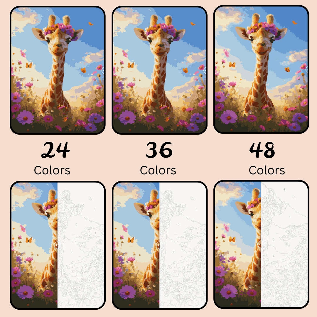 Sunny Giraffe Glow: Paint-by-Number Collection (24/36/48 colors | No Frame)