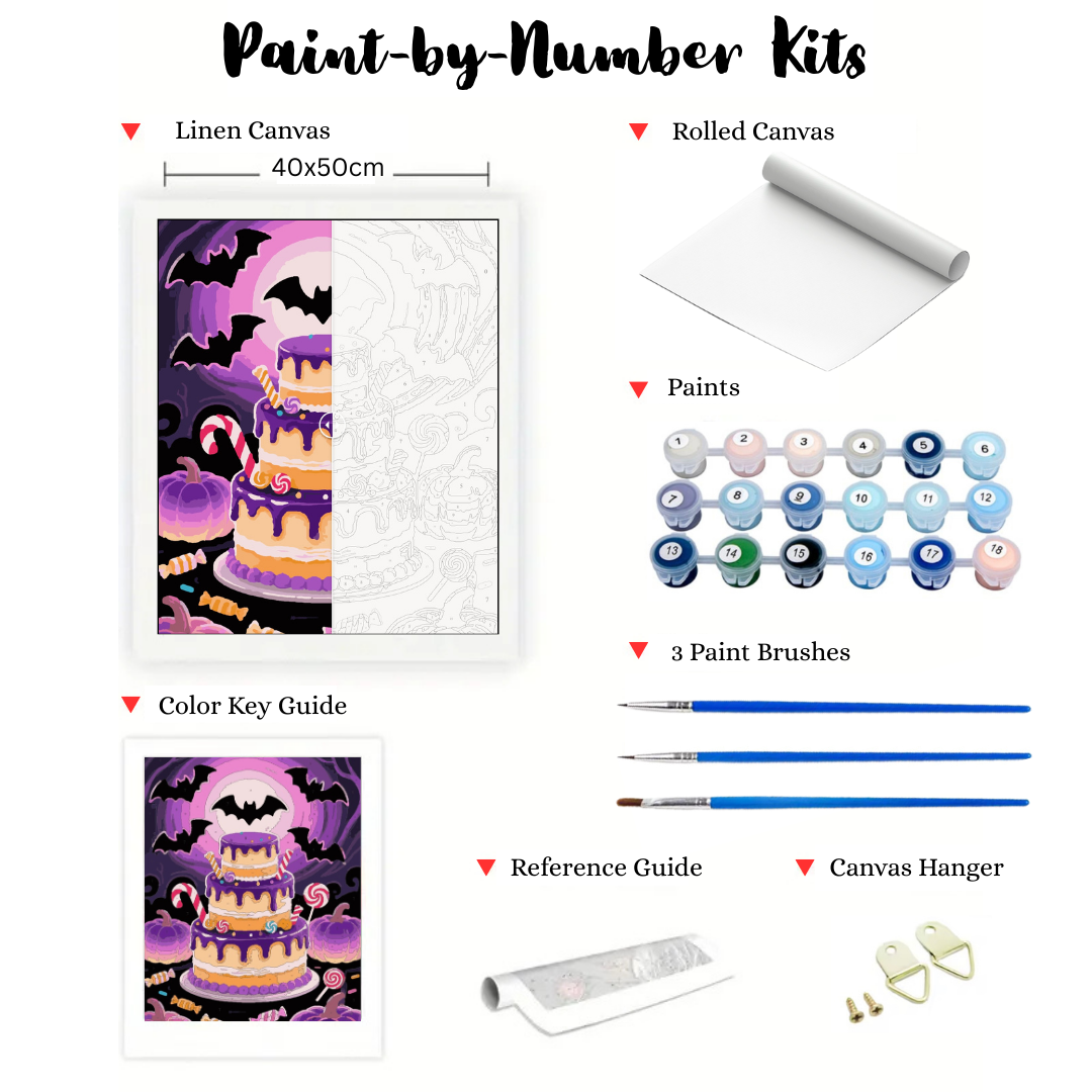 Batty for Sweets: Paint-by-Number Halloween Collection (24/36/48 colors | No Frame)