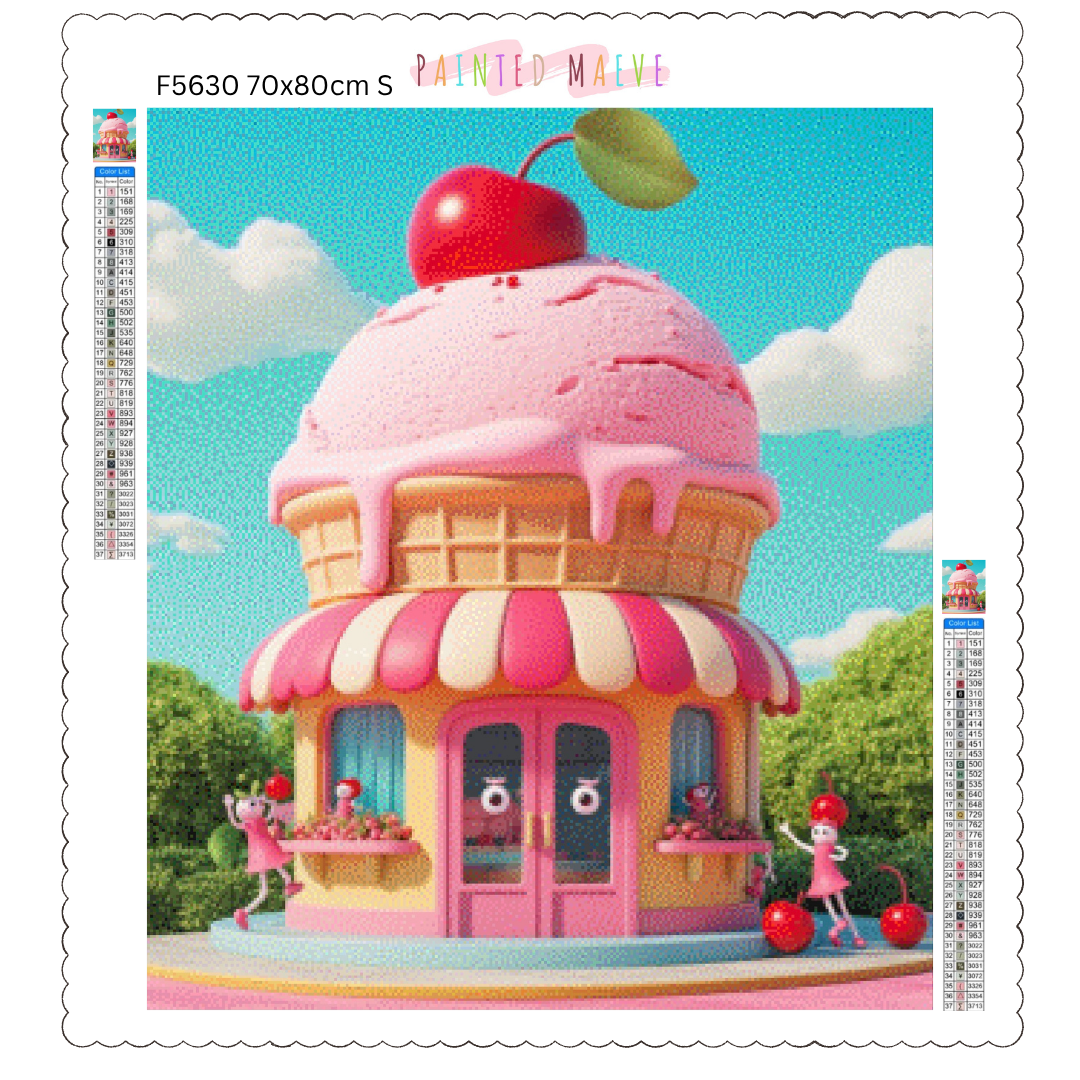 Strawberry Ice Cream Shop: Diamond Painting Collection