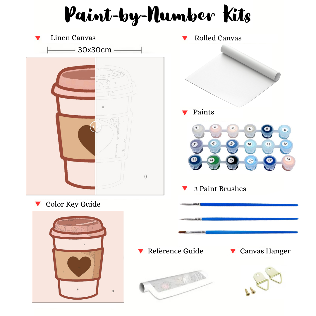 Brewed with Love: MINI Paint-by-Number Collection (24/36/48 colors | No Frame)