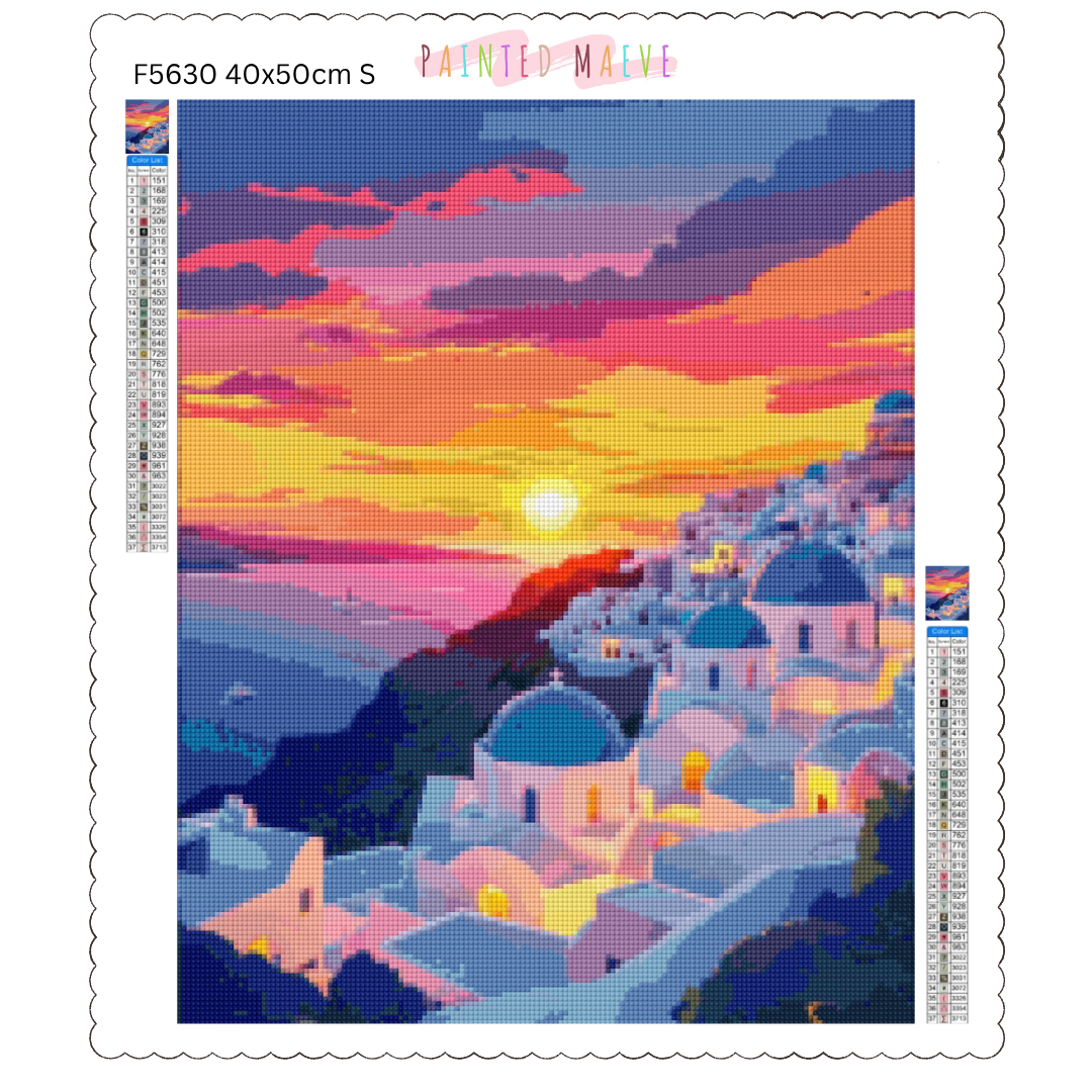 Sunset Over Santorini: Diamond Painting Collection