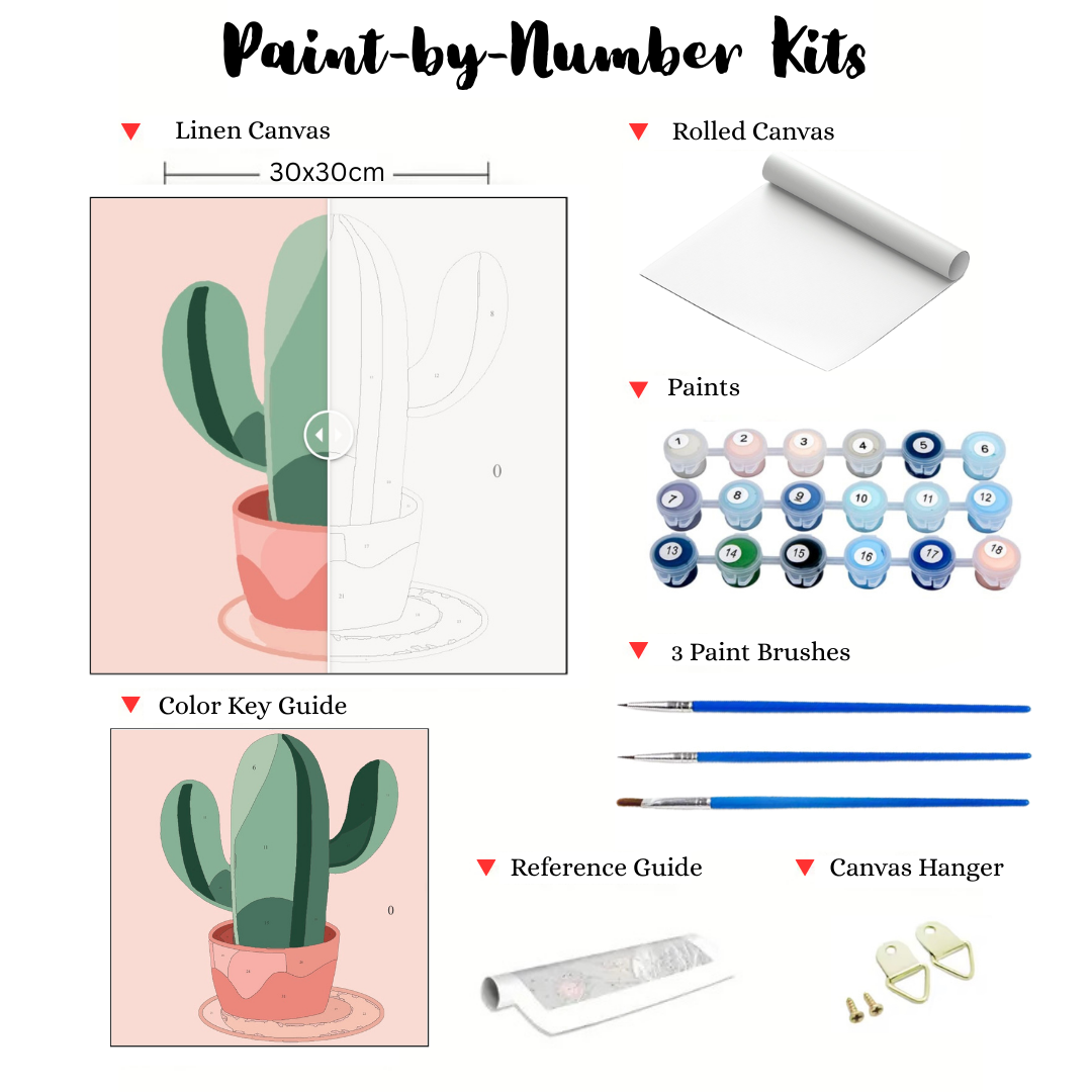 Cactus Makes Perfect: MINI Paint-by-Number Collection (24/36/48 colors | No Frame)