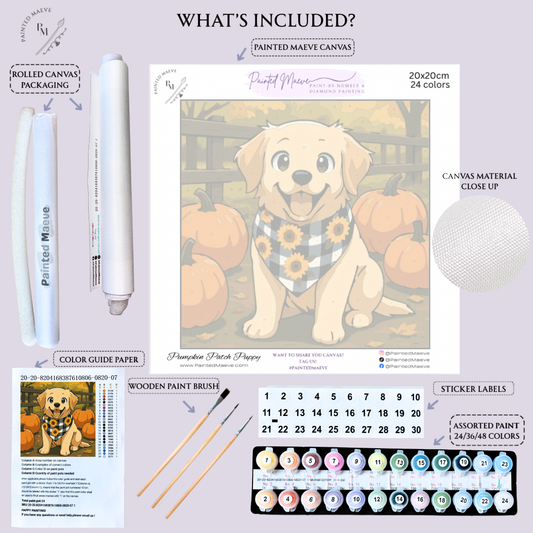 Pumpkin Patch Puppy: Paint-by-Number Collection (24/36/48 colors | No Frame)