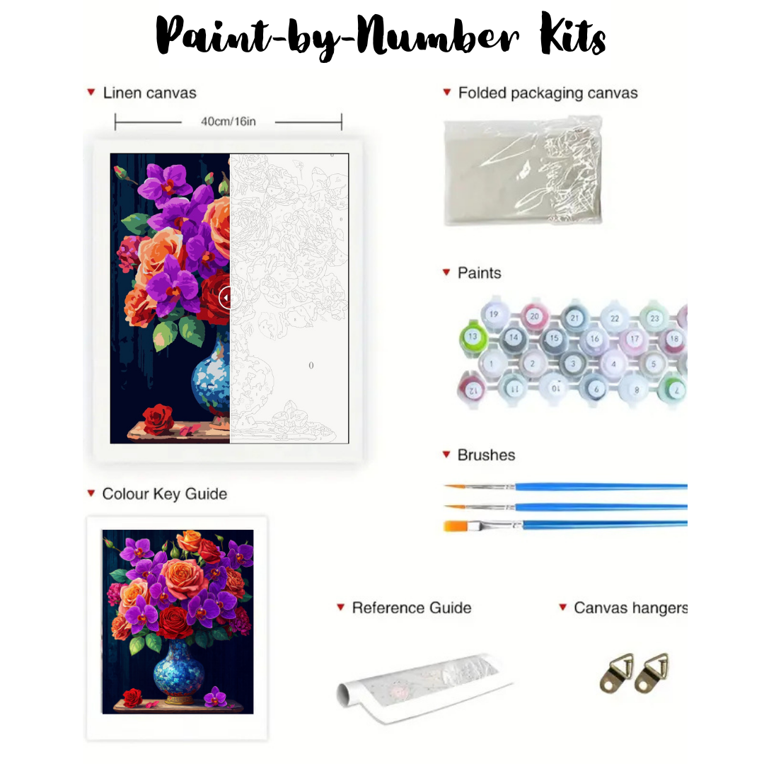 Timeless Bouquet: Paint-by-Number Collection (24/36/48 colors | No Frame)