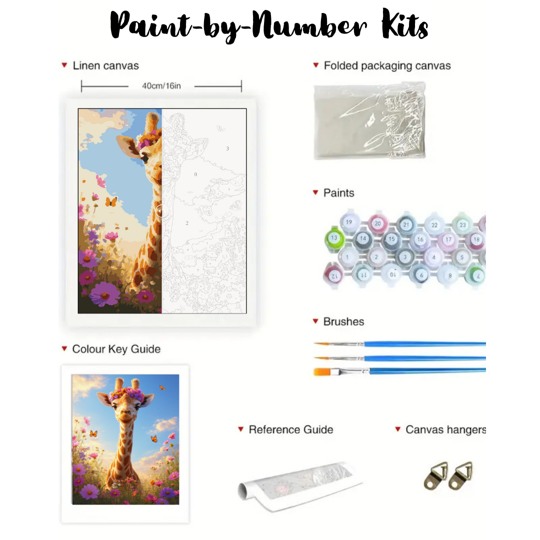 Sunny Giraffe Glow: Paint-by-Number Collection (24/36/48 colors | No Frame)