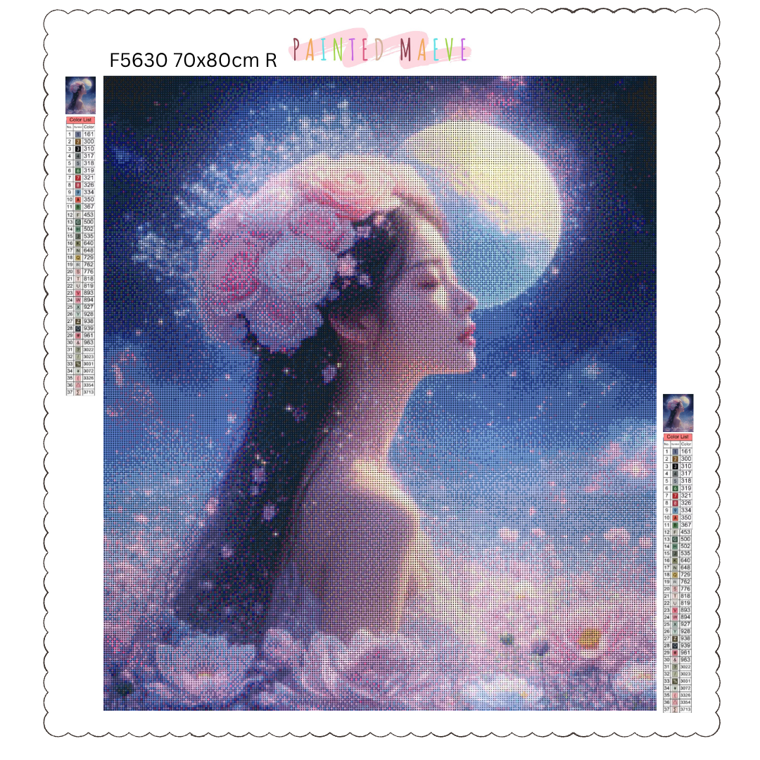 Moonlit Blossom Enchantress: Diamond Painting Collection