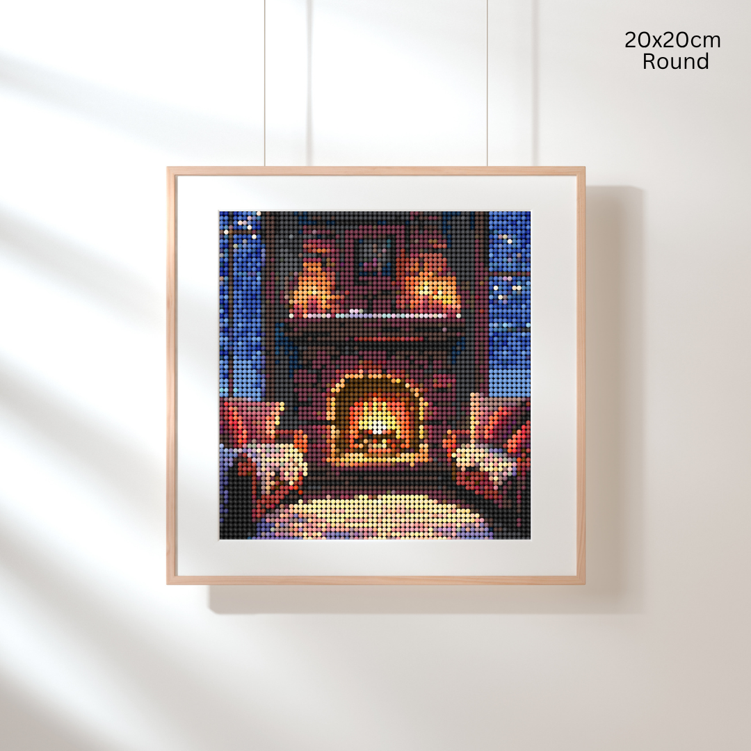 Snowy Fireplace: Diamond Painting Christmas Collection