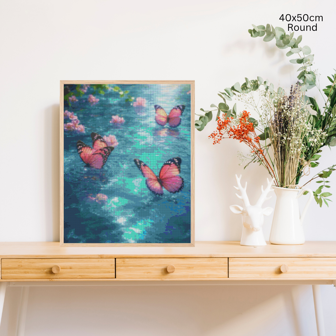 Delicate Blush Wings: Diamond Painting Collection