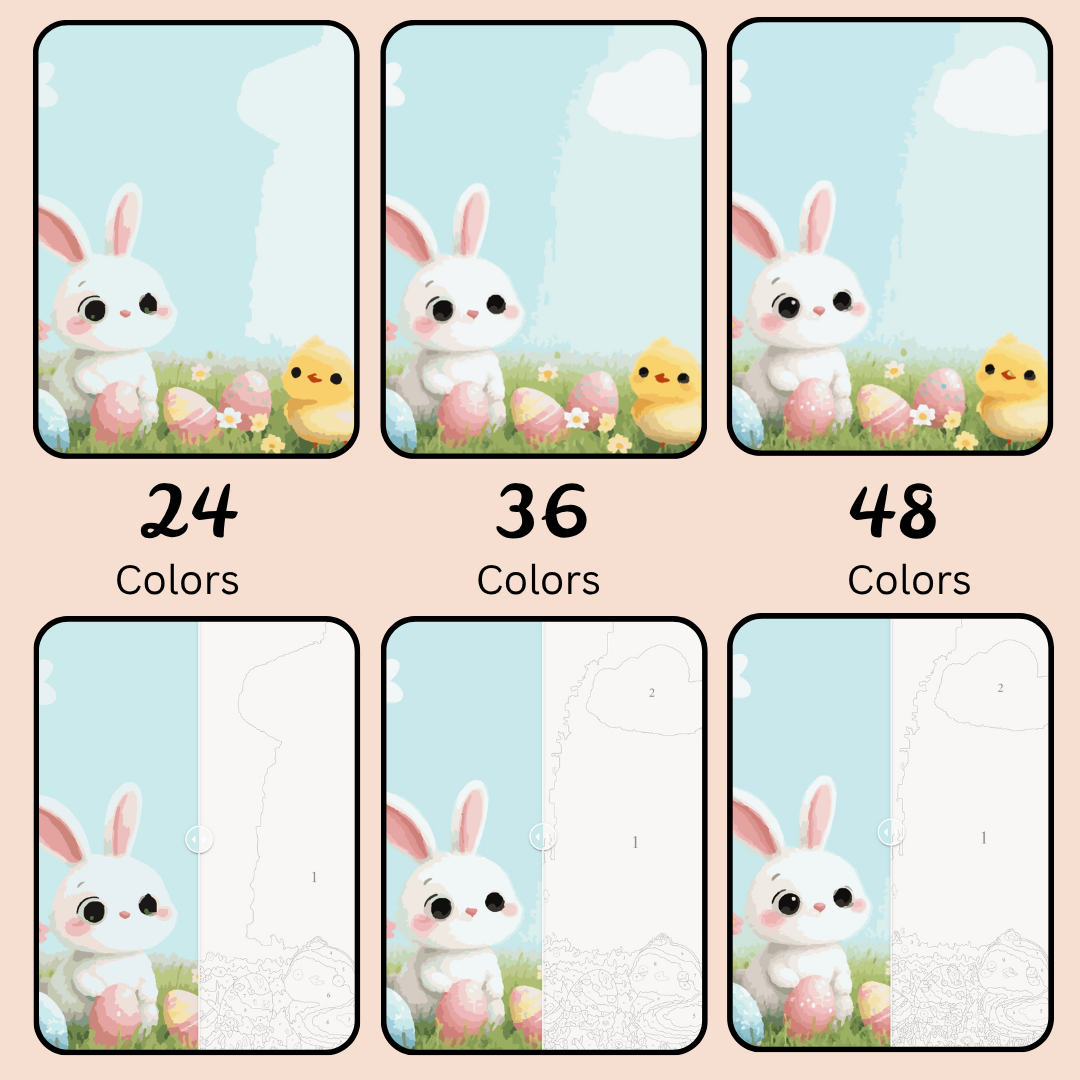 Bunny and Peep: Paint-by-Number Easter Collection (24/36/48 colors | No Frame)