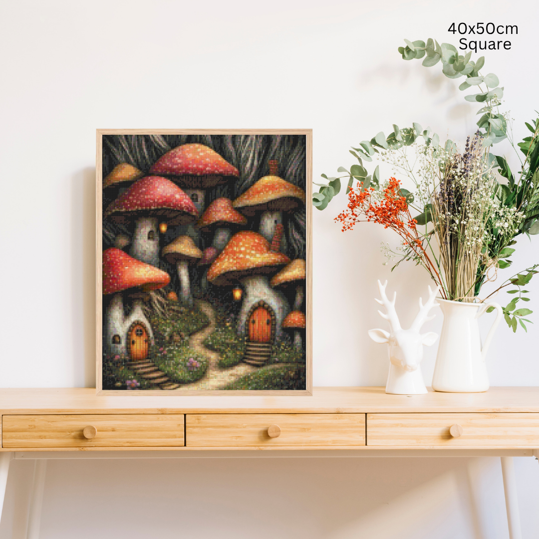 Tiny Mushroom Village: Diamond Painting Collection