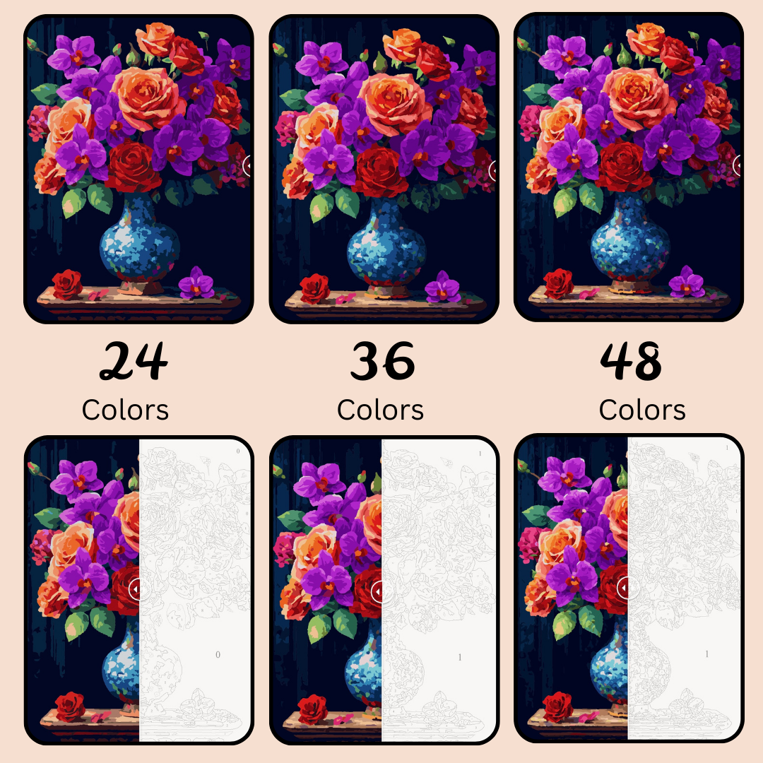Timeless Bouquet: Paint-by-Number Collection (24/36/48 colors | No Frame)