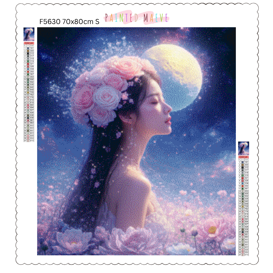 Moonlit Blossom Enchantress: Diamond Painting Collection
