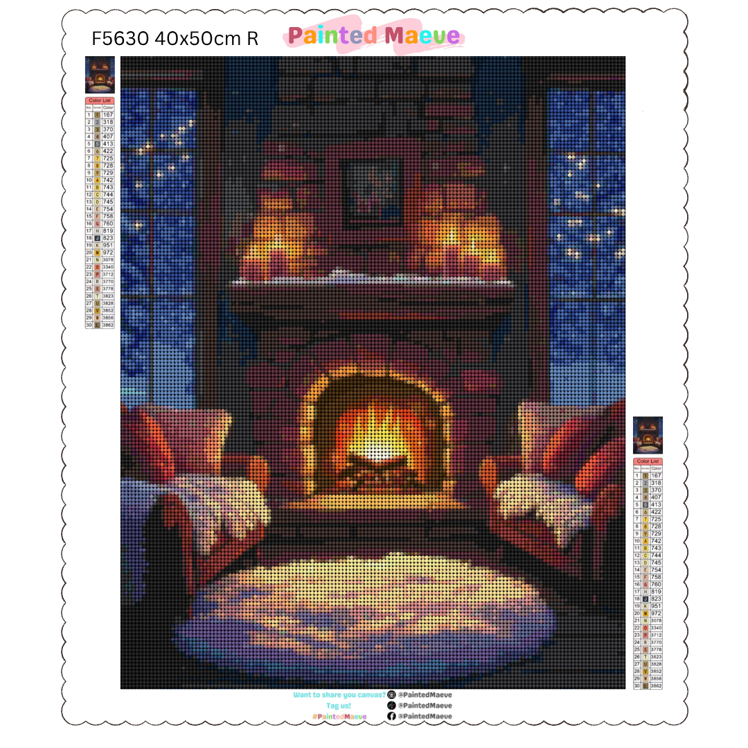 Snowy Fireplace: Diamond Painting Christmas Collection