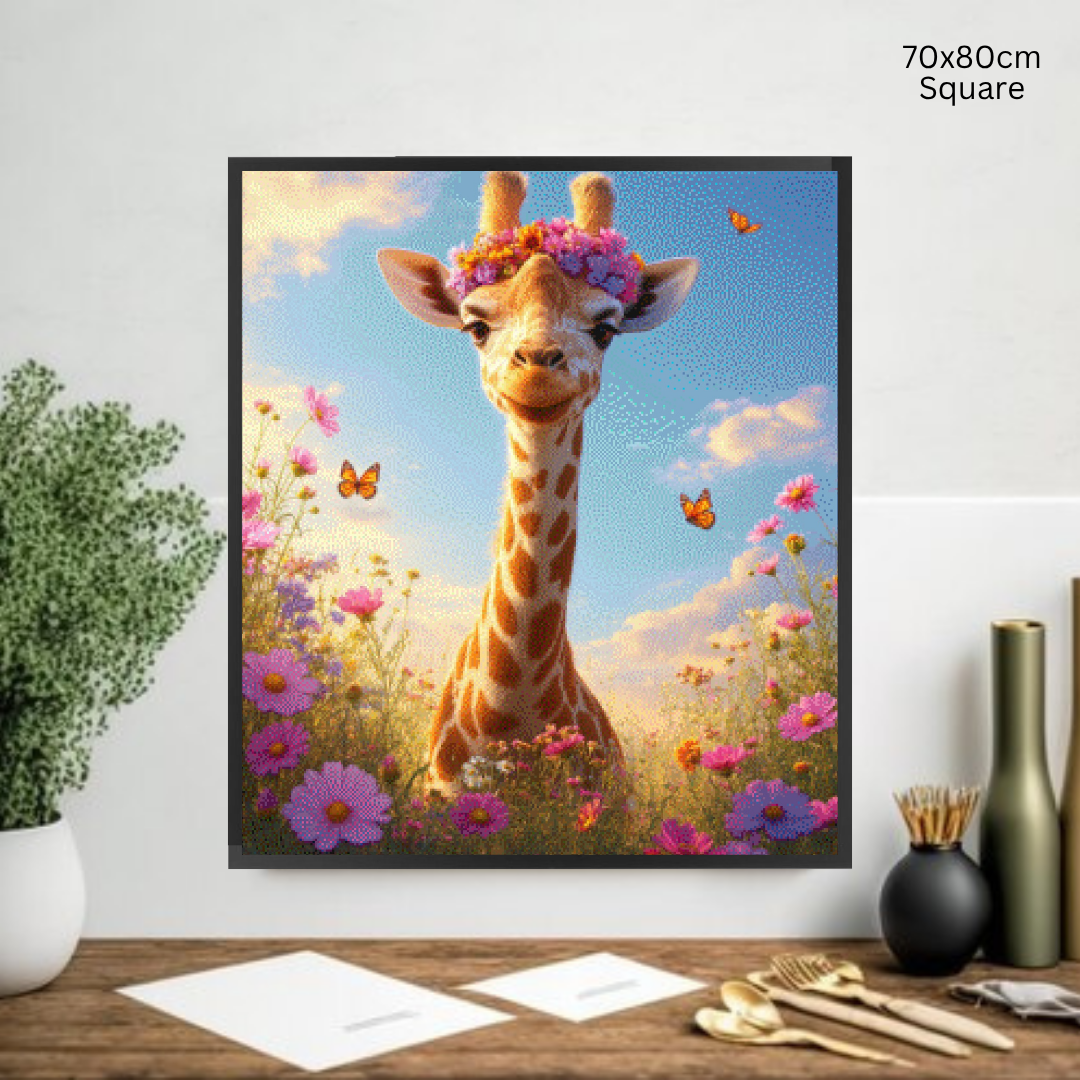 Sunny Giraffe Glow: Diamond Painting Collection