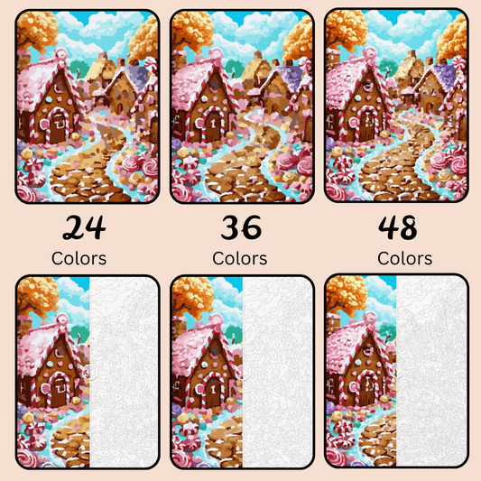 Gingerbread Lane: Paint-by-Number Collection (24/36/48 colors | No Frame)