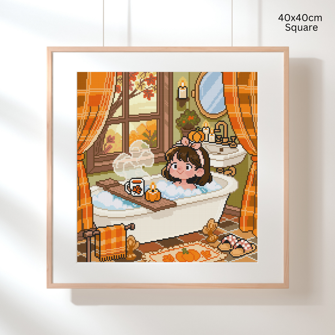 Autumn Bubble Bath: Hand-Rendered Diamond Painting Collection