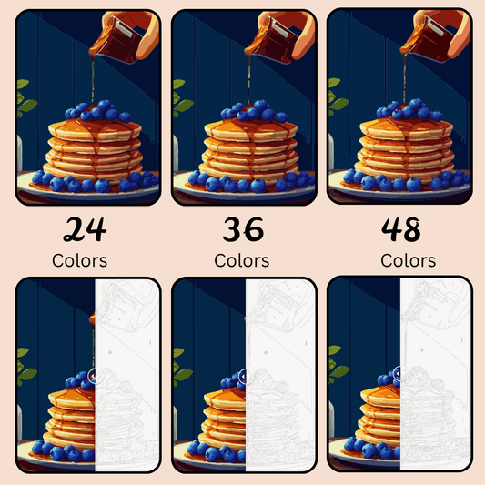 Blueberry Pancakes: Paint-by-Number Collection (24/36/48 colors | No Frame)