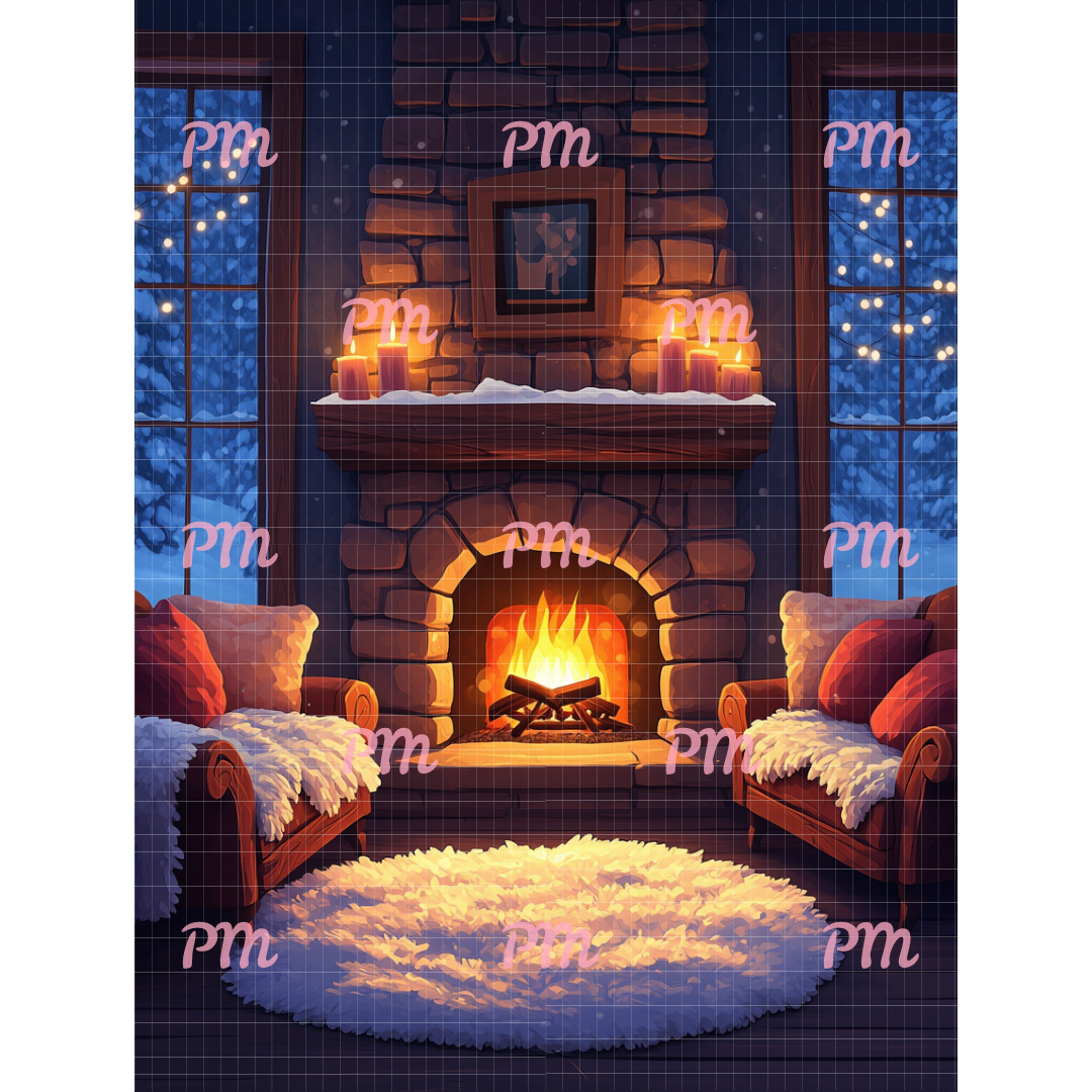 Snowy Fireplace: Paint-by-Number Christmas Collection (24/36/48 colors | No Frame)