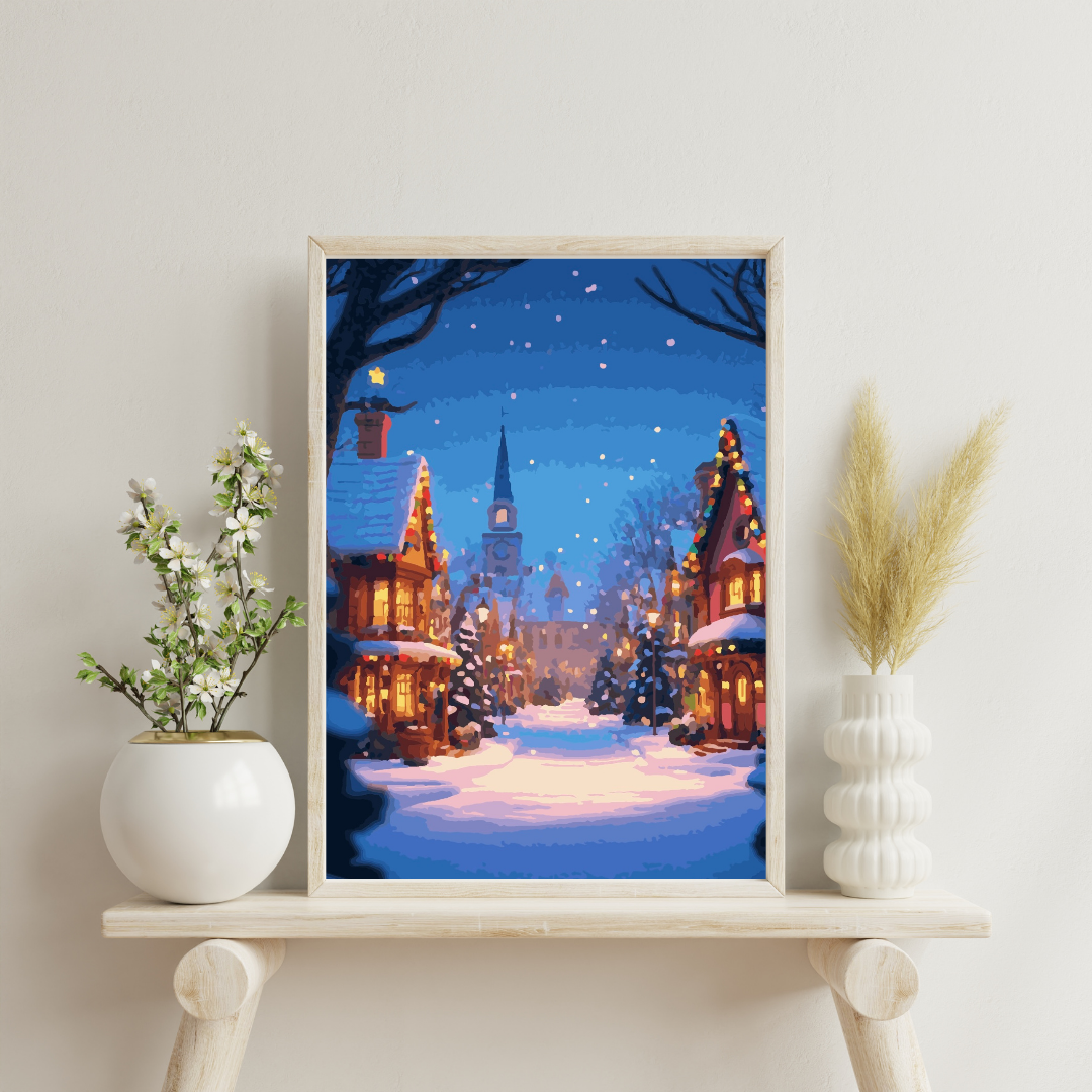 Snowy Town: Paint-by-Number Collection (24/36/48 colors | No Frame)