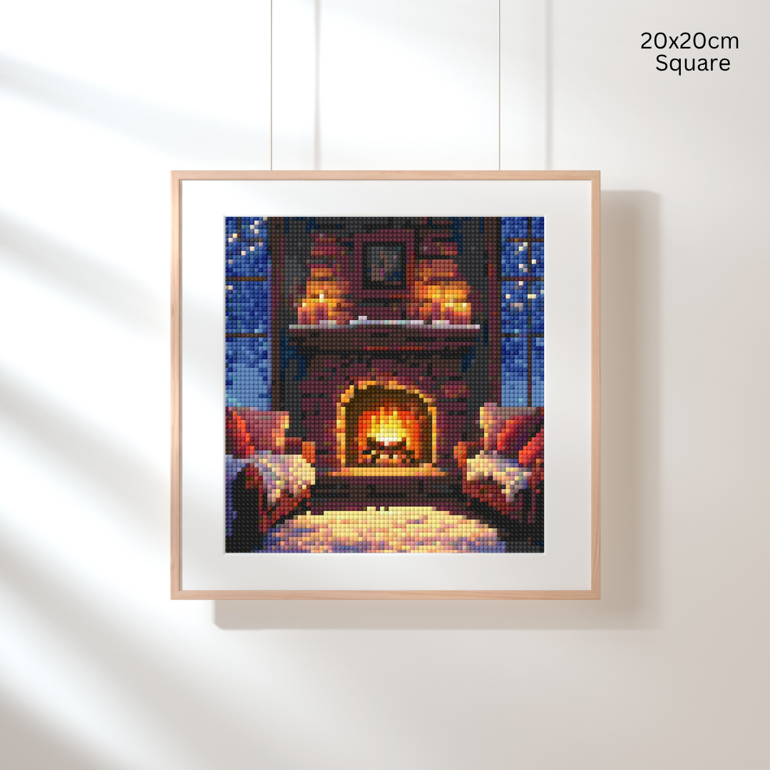 Snowy Fireplace: Diamond Painting Christmas Collection
