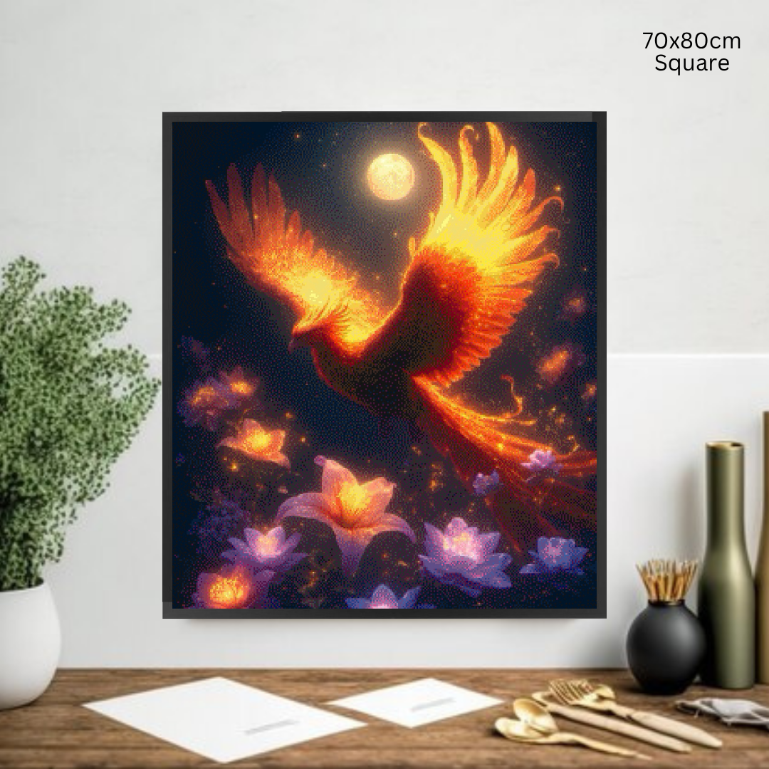 Golden Phoenix Glow: Diamond Painting Collection
