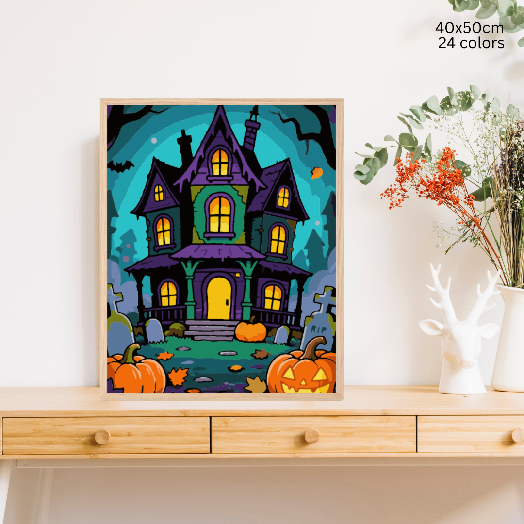 Haunted Glow Manor: Paint-by-Number Halloween Collection (24/36/48 colors | No Frame)