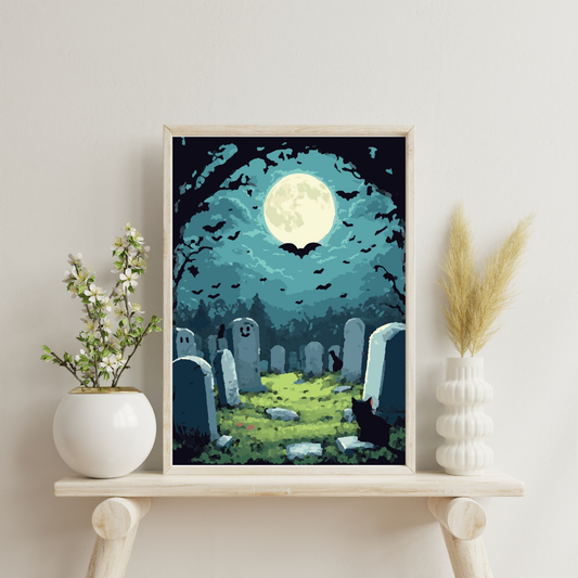 Spooky Cemetery: Paint-by-Number Halloween Collection (24/36/48 colors | No Frame)