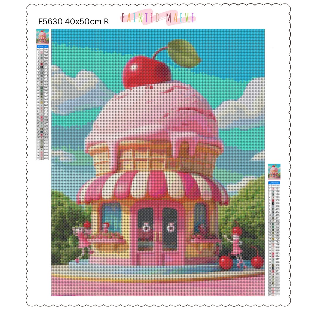 Strawberry Ice Cream Shop: Diamond Painting Collection