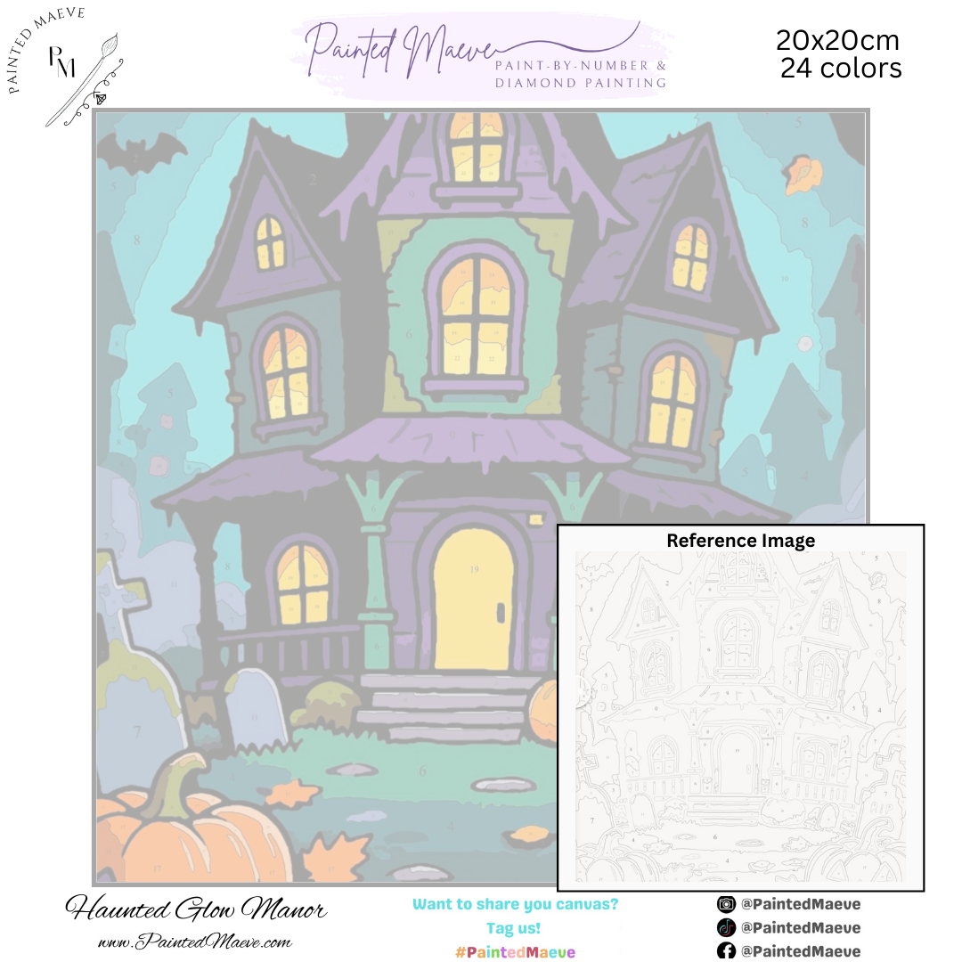 Haunted Glow Manor: Paint-by-Number Halloween Collection (24/36/48 colors | No Frame)