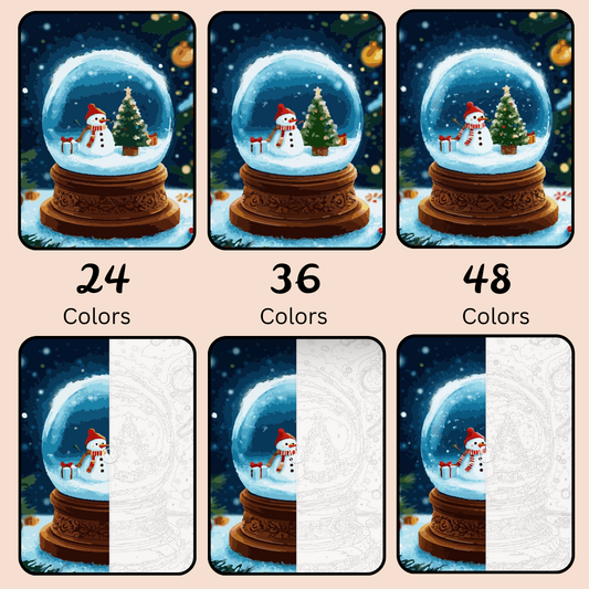 Frosty’s Globe: Paint-by-Number Christmas Collection (24/36/48 colors | No Frame)