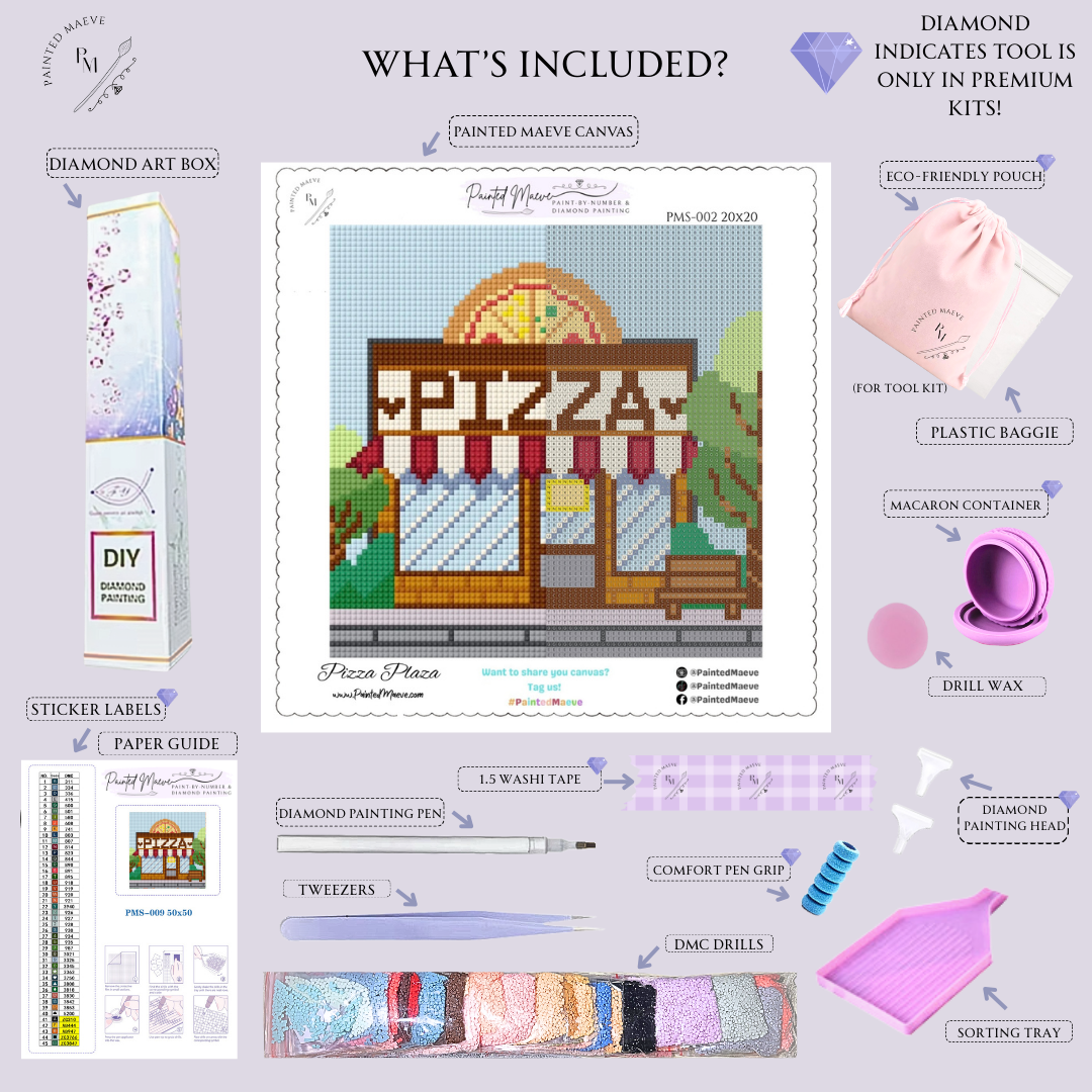 Pizza Plaza: MINI Hand-Rendered Diamond Painting Collection