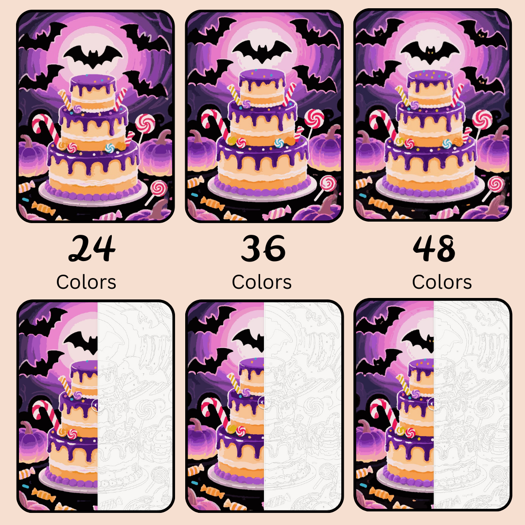 Batty for Sweets: Paint-by-Number Halloween Collection (24/36/48 colors | No Frame)