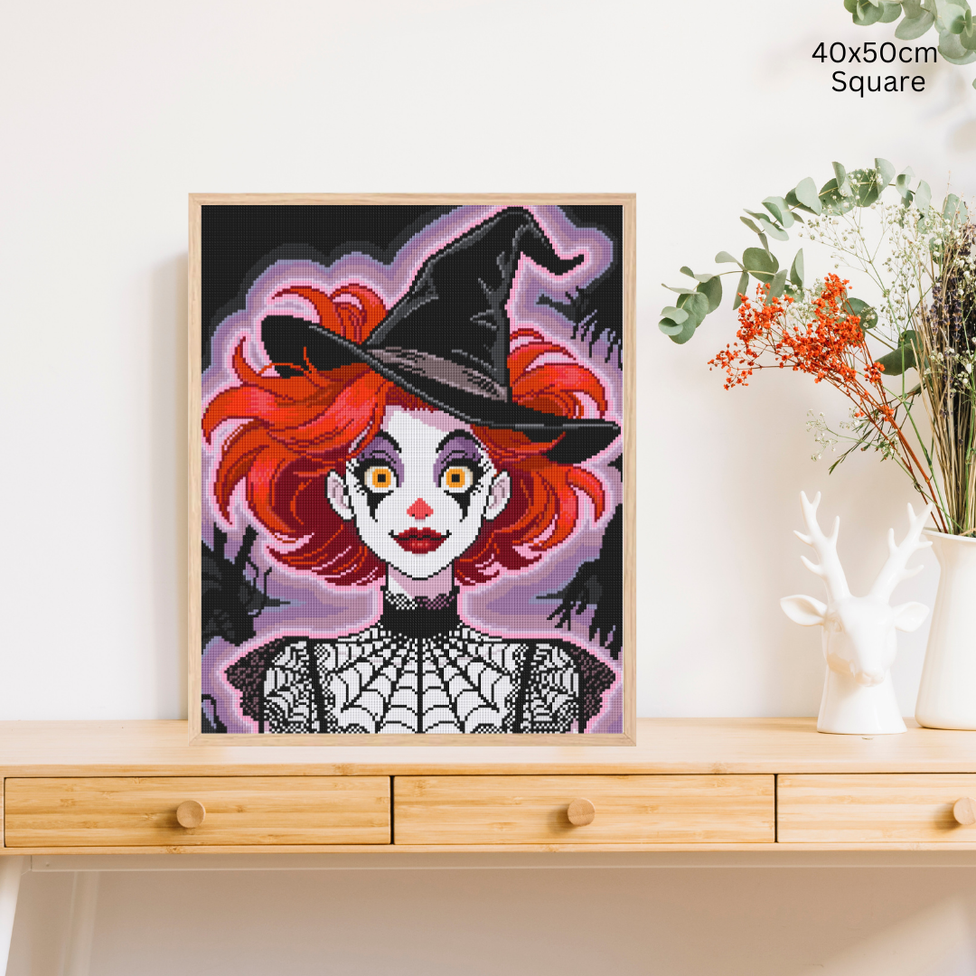 Tricky Scarlet Witch: Hand-Rendered Diamond Painting Halloween Collection
