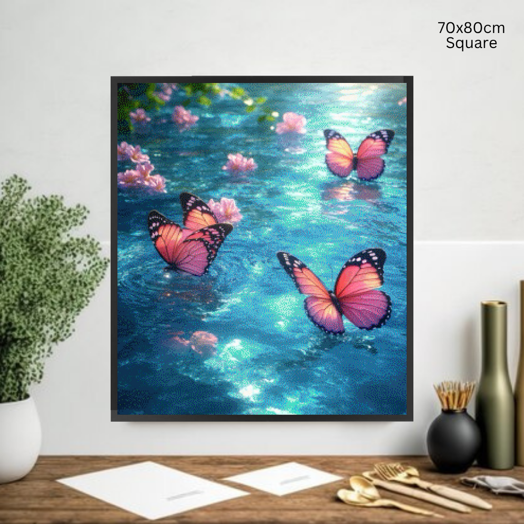 Delicate Blush Wings: Diamond Painting Collection