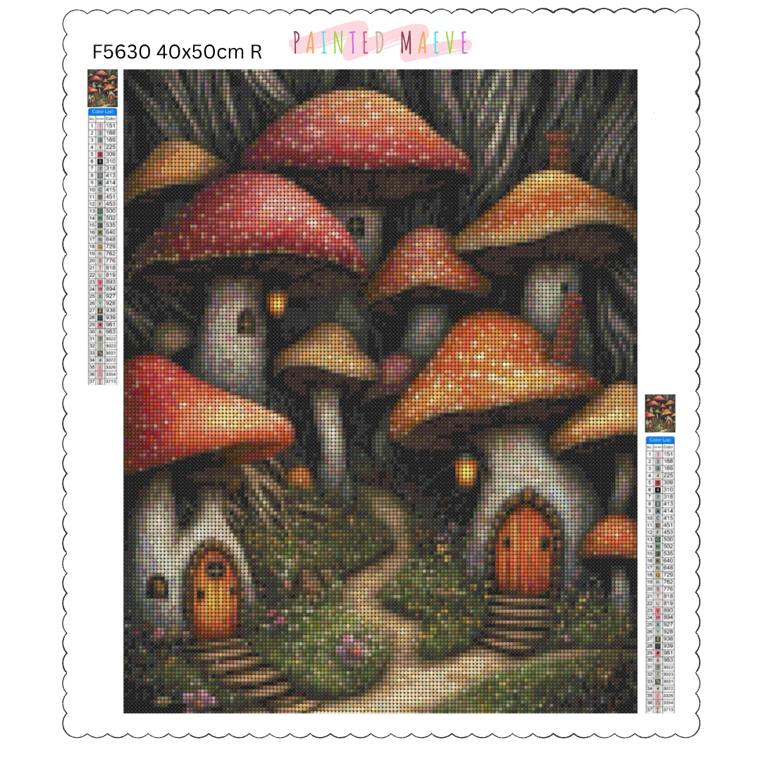 Tiny Mushroom Village: Diamond Painting Collection