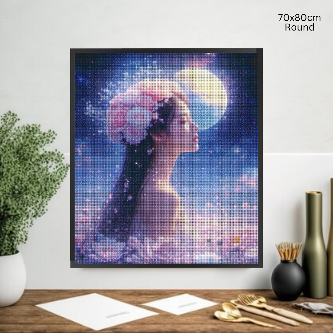 Moonlit Blossom Enchantress: Diamond Painting Collection