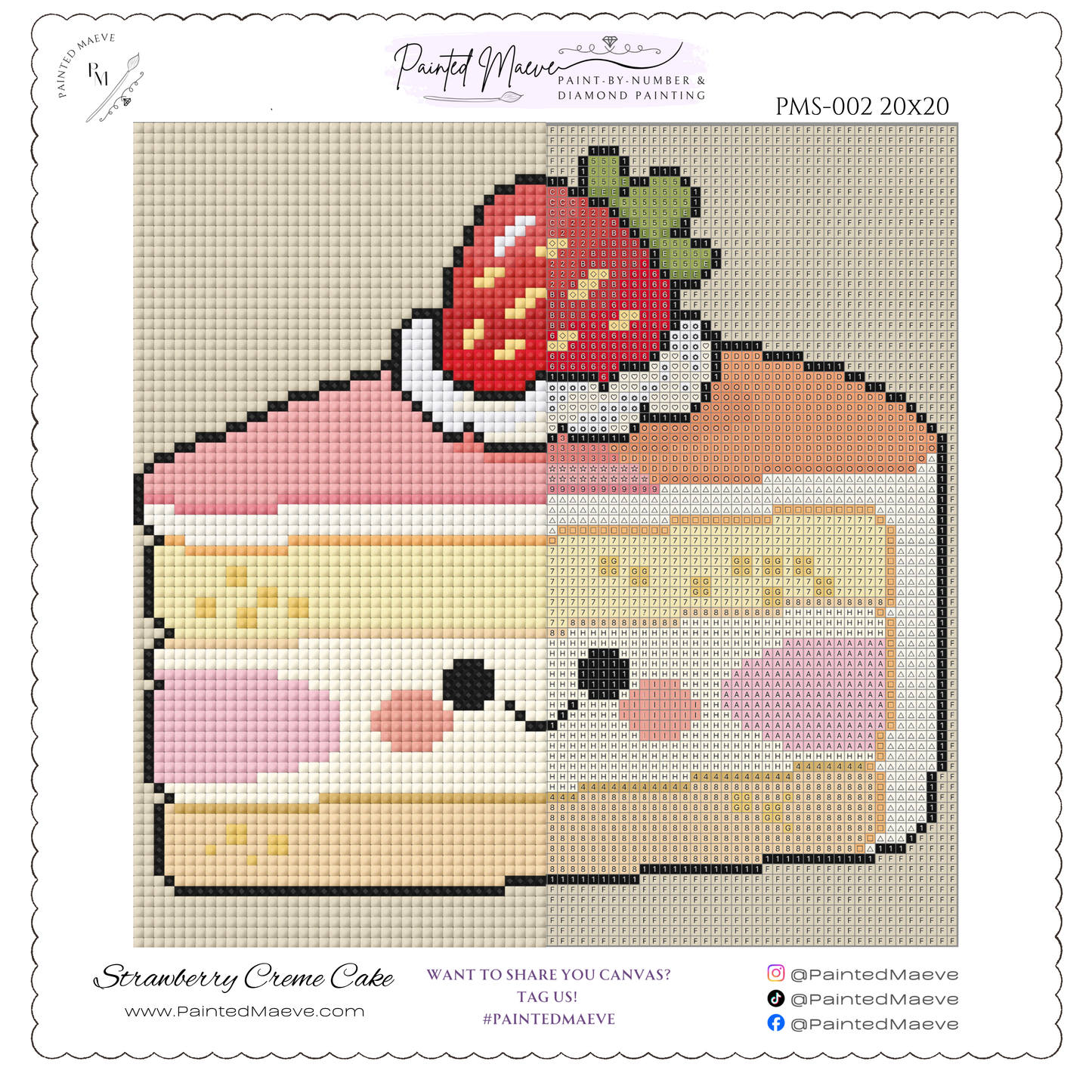 Strawberry Créme Cake: MINI Hand-Rendered Diamond Painting Collection