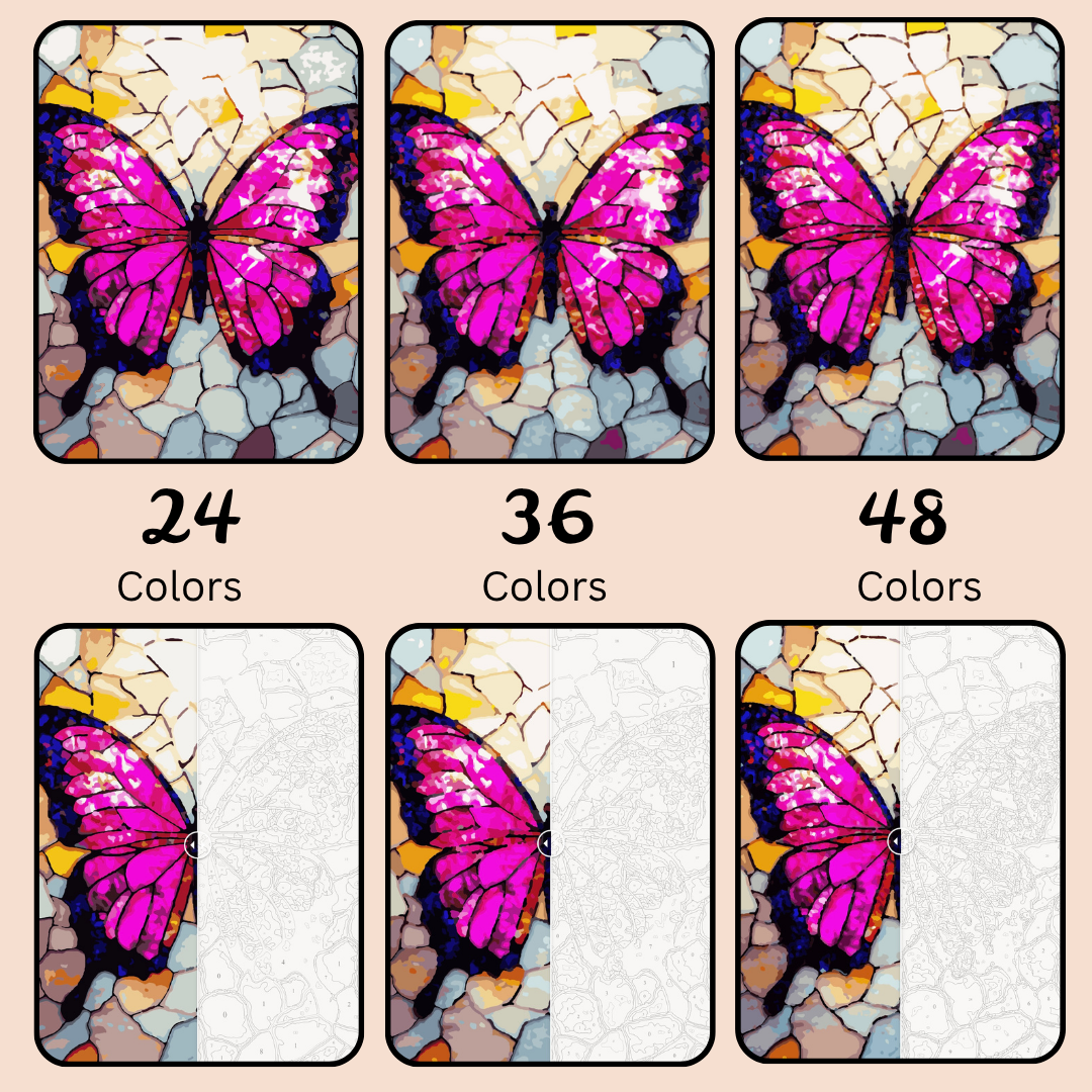 Butterfly Mosaic: Paint-by-Number Collection (24/36/48 colors | No Frame)