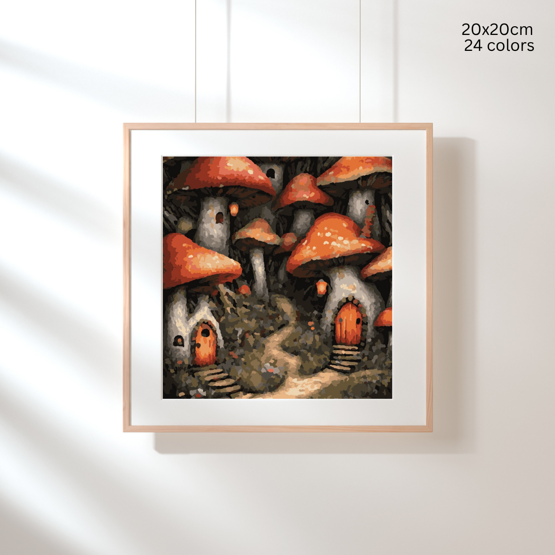 Tiny Mushroom Village: Paint-by-Number Collection (24/36/48 colors | No Frame)