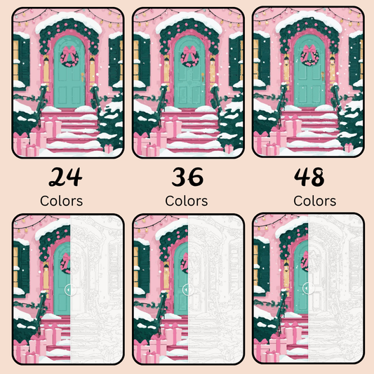 Pinky Present Porch: Paint-by-Number Christmas Collection (24/36/48 colors | No Frame)