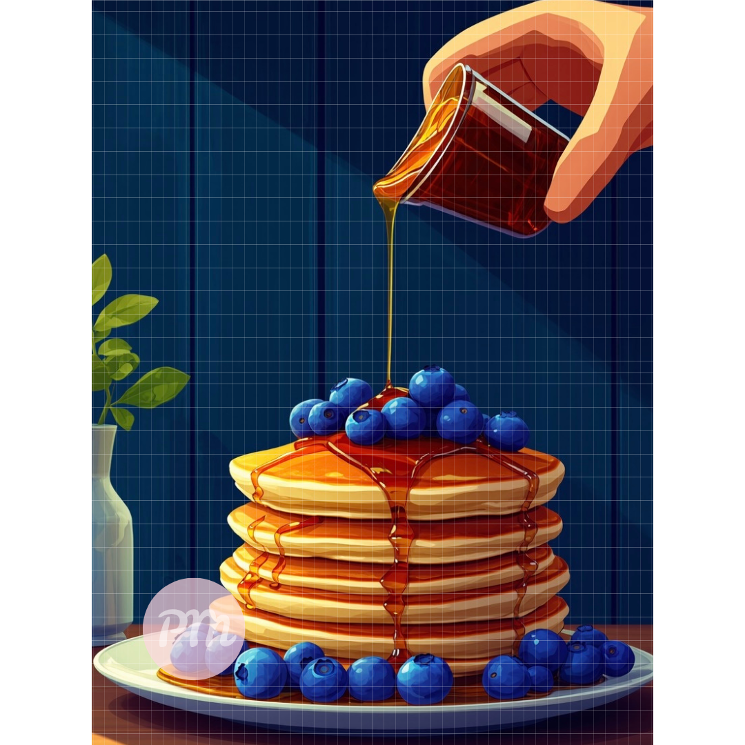 Blueberry Pancakes: Paint-by-Number Collection (24/36/48 colors | No Frame)