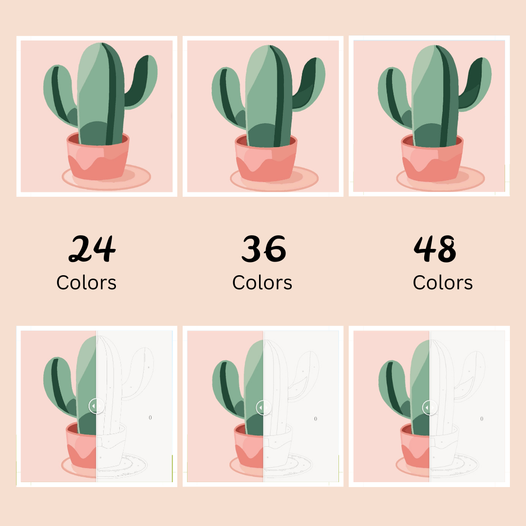 Cactus Makes Perfect: MINI Paint-by-Number Collection (24/36/48 colors | No Frame)