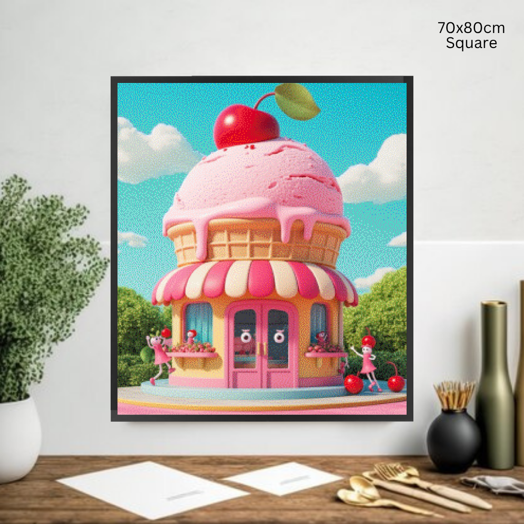 Strawberry Ice Cream Shop: Diamond Painting Collection